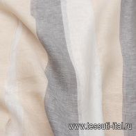 Лен (н) серо-бело-бежевая полоска - итальянские ткани Тессутидея арт. 16-0778