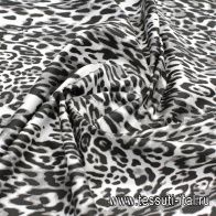 Хлопок стрейч (н) черно-серо-белый хищный принт - итальянские ткани Тессутидея арт. 01-7298
