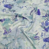 Шелк кади (н) сине-голубой цветочный рисунок - итальянские ткани Тессутидея арт. 10-4628