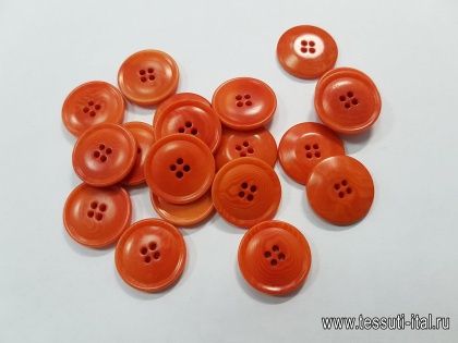 Пуговица пластик 4 прокола d-22мм оранжевая - итальянские ткани Тессутидея арт. F-5272