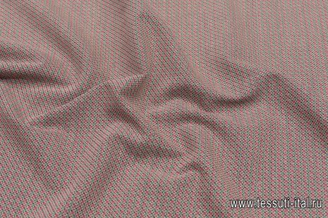 Жаккард стрейч (н) бежево-розово-бирюзовый принт  - итальянские ткани Тессутидея арт. 03-6759