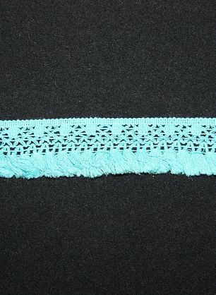 Тесьма макраме с бахромой бирюзовая ш-3,5см - в интернет-магазине тканей Тессутидея арт. 01-1703