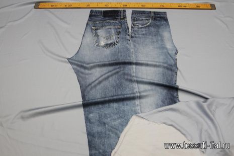 Плательная вискоза купон (2,5м) (н) детали джинс на голубом - итальянские ткани Тессутидея арт. 04-1633