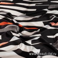 Шармюз (н) черно-бело-оранжевая геометрическая абстракция - итальянские ткани Тессутидея арт. 10-2718