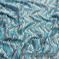 Трикотаж хлопок (н) бело-коричнево-голубой в стиле Missoni - итальянские ткани Тессутидея арт. 12-0965