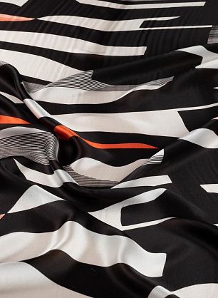 Шармюз (н) черно-бело-оранжевая геометрическая абстракция - в интернет-магазине тканей Тессутидея арт. 10-2718