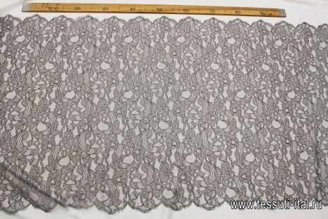 Кружевное полотно с люрексом (н) черно-серебряное - итальянские ткани Тессутидея арт. 03-6872