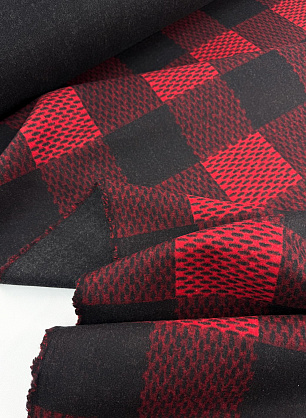 Пальтовая двухслойная (н) красно-серая клетка - в интернет-магазине тканей Тессутидея арт. 09-2124