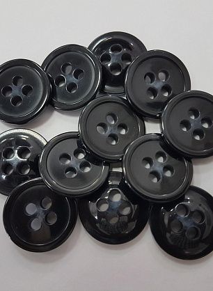 Пуговица пластик 4 прокола d-25мм черная - итальянские ткани Тессутидея.