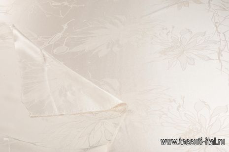 Шелк жаккард (о) бежевая цветочная абстракция на бежевом - итальянские ткани Тессутидея арт. 10-2710