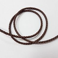 Шнур плетеный кожаный 4мм коричневый - итальянские ткани Тессутидея арт. F-5420