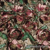 Плательная сетка расшитая пайетками (н) яркий цветочный орнамент - итальянские ткани Тессутидея арт. 03-7001