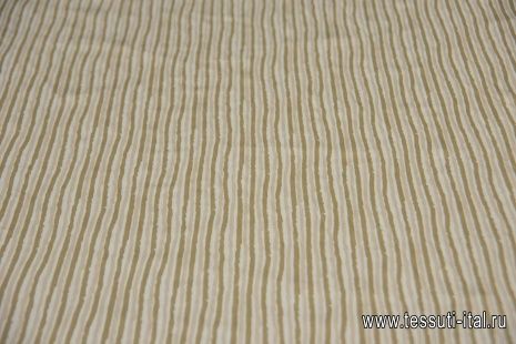 Плательная вискоза (н) бежево-коричневая полоска  - итальянские ткани Тессутидея арт. 04-1348
