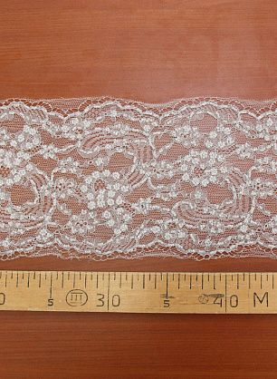 Кружево расшитое бисером (о)  светло-серое ш-15см Fuffo Coli - в интернет-магазине тканей Тессутидея арт. 03-1185