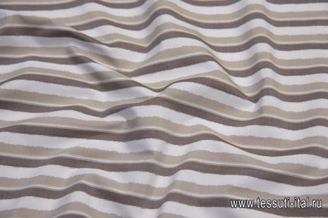 Сорочечная (н) бело-сине-коричневая полоска - итальянские ткани Тессутидея арт. 01-6204