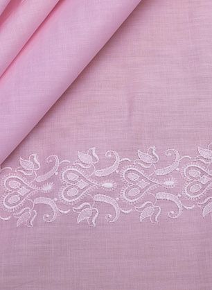 Хлопок (н) белая вышивка на розовом - в интернет-магазине тканей Тессутидея арт. 01-5238