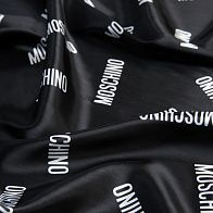 Подкладочная (н) белые надписи на черном в стиле Moschino - итальянские ткани Тессутидея арт. 08-1075