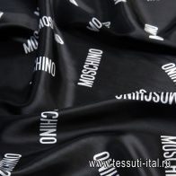 Подкладочная (н) белые надписи на черном в стиле Moschino - итальянские ткани Тессутидея арт. 08-1075