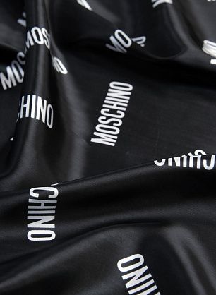 Подкладочная (н) белые надписи на черном в стиле Moschino - в интернет-магазине тканей Тессутидея арт. 08-1075