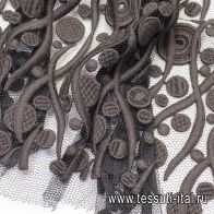 Кружевное полотно макраме (о) темно-коричневое - итальянские ткани Тессутидея арт. 03-5791