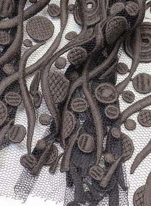 Кружевное полотно макраме (о) темно-коричневое - в интернет-магазине тканей Тессутидея арт. 03-5791