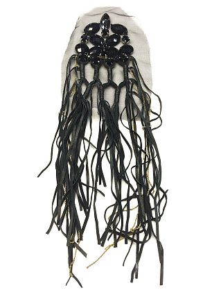 Аппликация черные камни с кожей и цепочкой - итальянские ткани Тессутидея F-3632