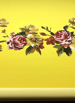 Крепдешин купон (1,6м) (н) цветочный орнамент на желтом - в интернет-магазине тканей Тессутидея арт. 02-7351