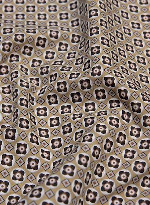 Сорочечная стрейч (н) серо-коричневый принт на бежевом - в интернет-магазине тканей Тессутидея арт. 01-6193