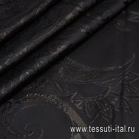 Жаккард матлассе с люрексом купон (1,75м) (н) черный орнамент на черном - итальянские ткани Тессутидея арт. 03-6434