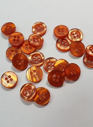 Пуговица пластик 4 прокола d-11мм морковная - итальянские ткани Тессутидея F-5453