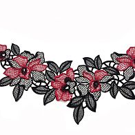 Аппликация макраме (н) черно-красная LA PERLA - итальянские ткани Тессутидея арт. F-3290