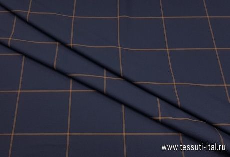 Костюмная (н) крупная коричневая клетка на темно-синем - итальянские ткани Тессутидея арт. 05-3716