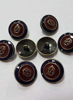 Пуговица металл золото на ножке d-21мм сине-бордовая - в интернет-магазине тканей Тессутидея арт. F-4831