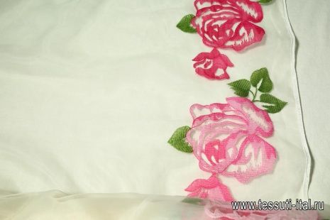 Органза с вышивкой (н) цветы на айвори - итальянские ткани Тессутидея арт. 03-4408