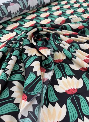 Плательная вискоза (н) цветочный рисунок на черном - в интернет-магазине тканей Тессутидея арт. 04-1820