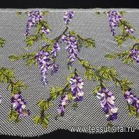 Кружевное полотно макраме (н) растительный орнамент на белой сетке D&G - итальянские ткани Тессутидея арт. 01-4681