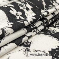 Хлопок фактурный (н) черно-белый цветочный рисунок - итальянские ткани Тессутидея арт. 01-7103