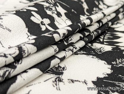 Хлопок фактурный (н) черно-белый цветочный рисунок - итальянские ткани Тессутидея арт. 01-7103