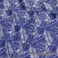 Сорочечная (н) сине-белый растительный рисунок  - итальянские ткани Тессутидея арт. 01-6146
