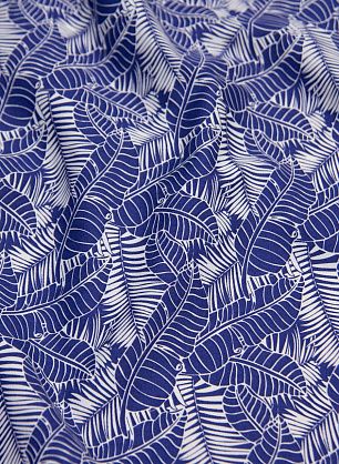 Сорочечная (н) сине-белый растительный рисунок  - в интернет-магазине тканей Тессутидея арт. 01-6146