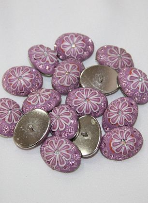 Пуговица на ножке со стразами сиреневый овал  d-26mm Roberto Cavalli - в интернет-магазине тканей Тессутидея арт. F-2473