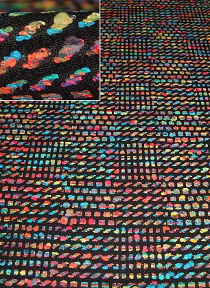 Костюмная шанель (н) крупные разноцветные крапины на черном ш-150см - в интернет-магазине тканей Тессутидея арт. 03-3223