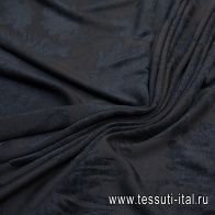 Плательная велюр стрейч (о) черный цветочный орнамент на черном  - итальянские ткани Тессутидея арт. 03-6197