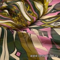 Шифон купон (0,8м) (н) растительно-геометрический орнамент - итальянские ткани Тессутидея арт. 02-8041