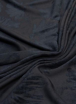 Плательная велюр стрейч (о) черный цветочный орнамент на черном  - в интернет-магазине тканей Тессутидея арт. 03-6197