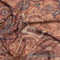 Плательная (н) коричнево-фиолетовый восточный принт - итальянские ткани Тессутидея арт. 04-1409