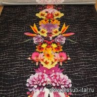 Плательная Cadi купон (1,7м) стрейч (н) крупные цветы на черном ш-130см - итальянские ткани Тессутидея арт. 03-1905