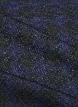 Костюмная (н) сине-черная меланжевая клетка - в интернет-магазине тканей Тессутидея арт. 05-4736