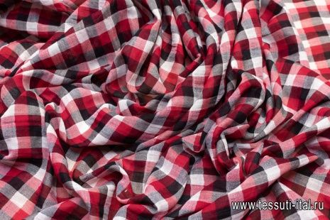 Сорочечная крэш (н) красно-черно-белая - итальянские ткани Тессутидея арт. 01-5277