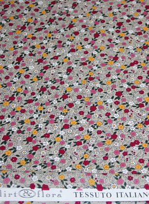 Блузочная (н) мелкий цветочный орнамент на бежевом - в интернет-магазине тканей Тессутидея арт. 01-3833